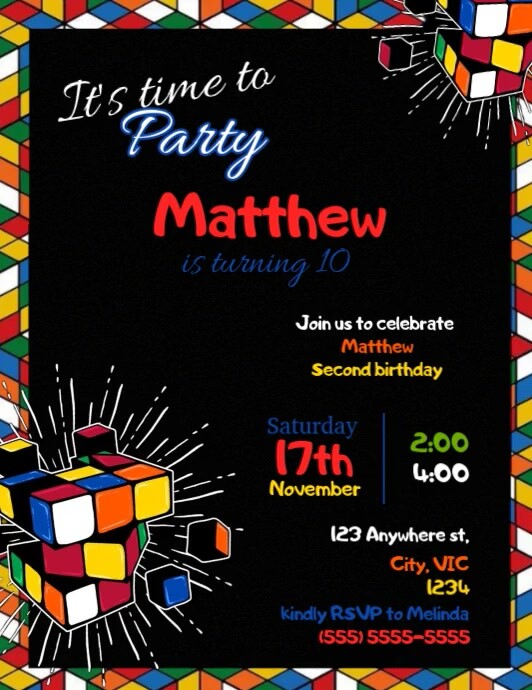 Cubbies Invite Copy of Rubiks Cube Birthday Invitation | PosterMyWall