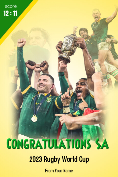 Rugby 2023 Winners Springboks SA World Cup Template | PosterMyWall