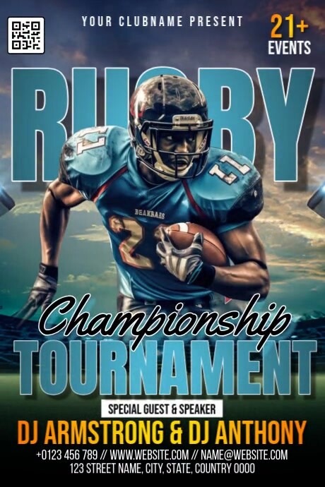 Rugby Championship Tournament Cartaz template