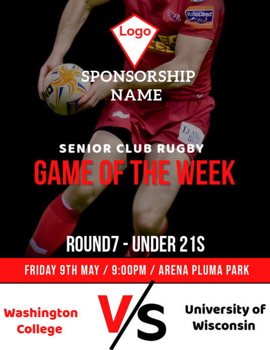 Generic Rugby Match Programme Rugby game of the week schedule fixtures design template | PosterMyWall