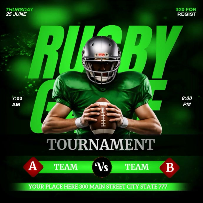Rugby Game Tournament Templat | PosterMyWall