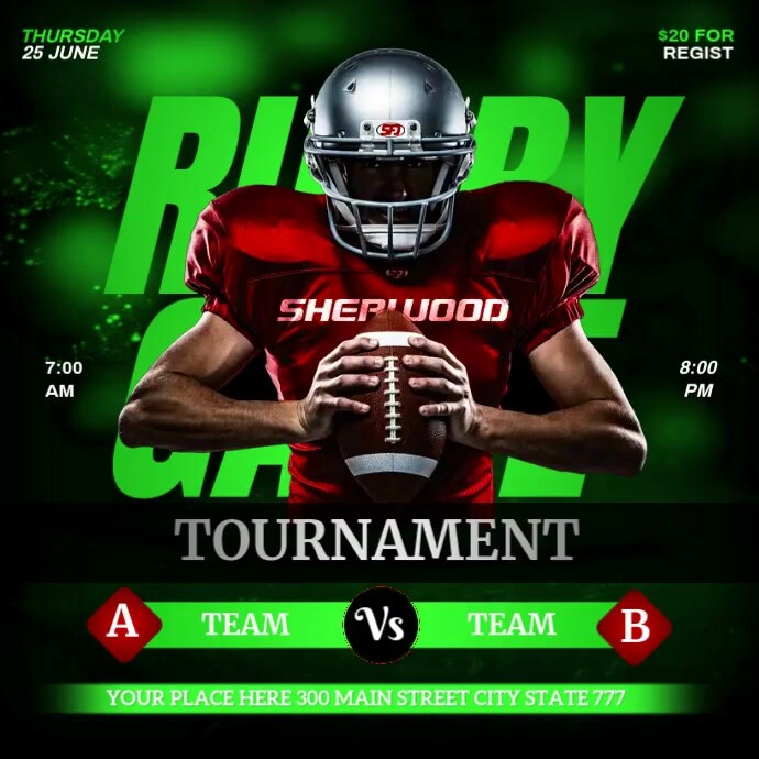 Play Rugby Poster Rugby game poster Template | PosterMyWall