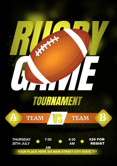 Rugby game poster Template | PosterMyWall