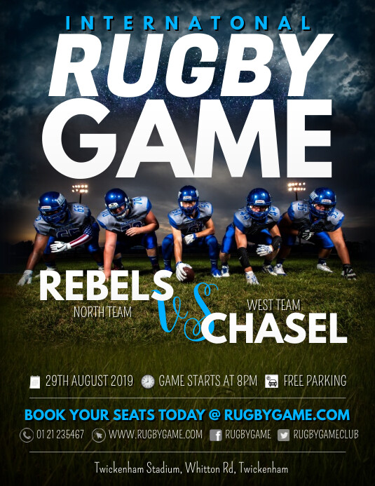 Rugby Game Poster Template | PosterMyWall