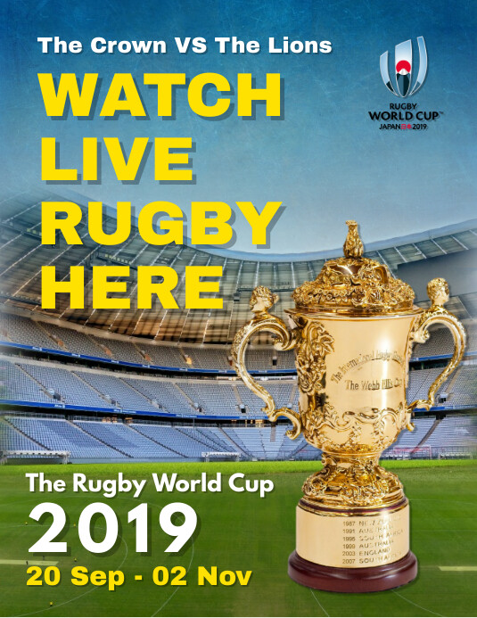 Rugby Live Screening Poster Template เทมเพลต | PosterMyWall