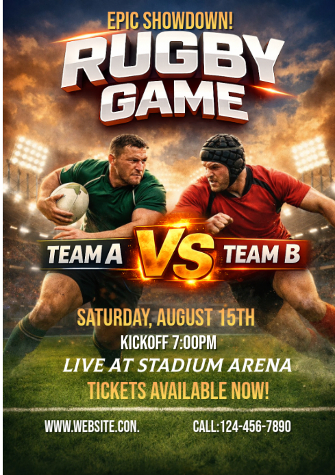 Rugby Match A3 Template | PosterMyWall
