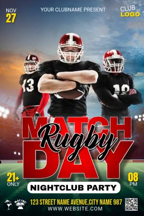 Local Rugby Fixture Poster Rugby Match Day Template | PosterMyWall
