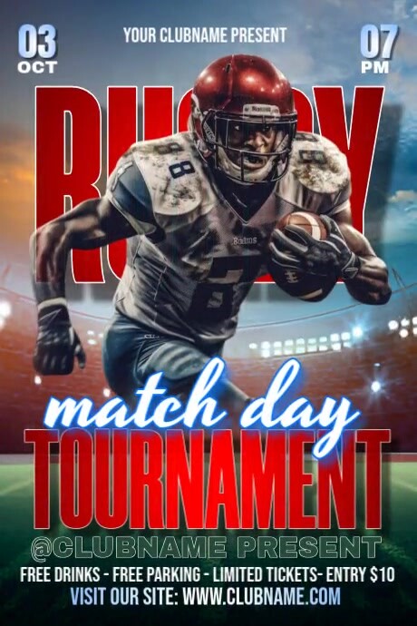 Play Rugby Poster Rugby Match Day Template | PosterMyWall