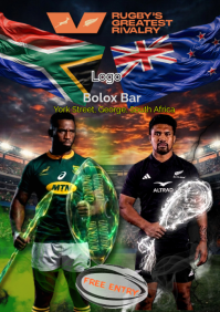Black Rugby Match Event A3 Template