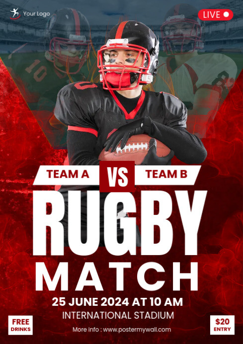 Generic Rugby Match Programme Copy of rugby match template | PosterMyWall