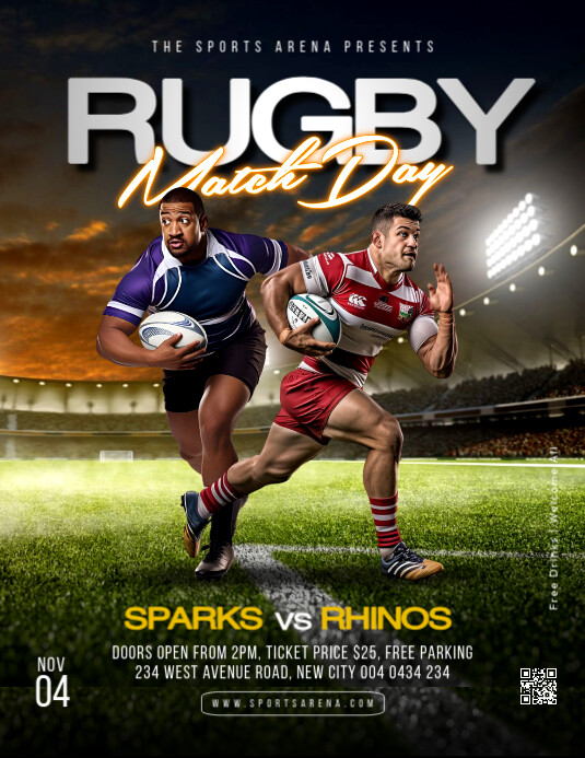 Rugby matchday flyer template | PosterMyWall