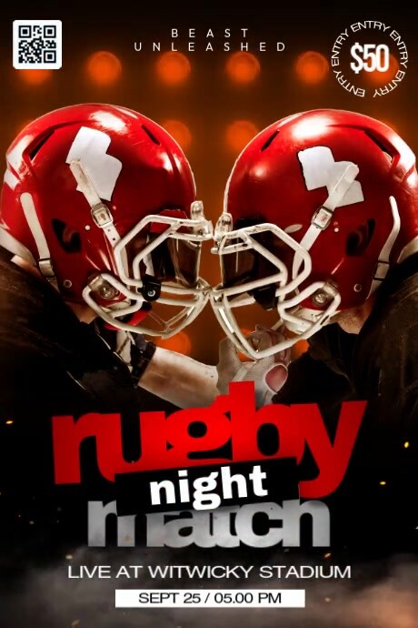 Plantilla de Rugby Night Tournament | PosterMyWall