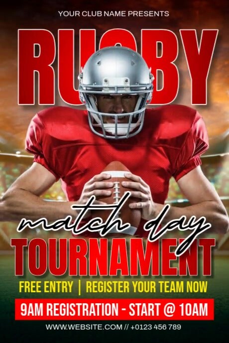 Rugby Tournament Cartaz template