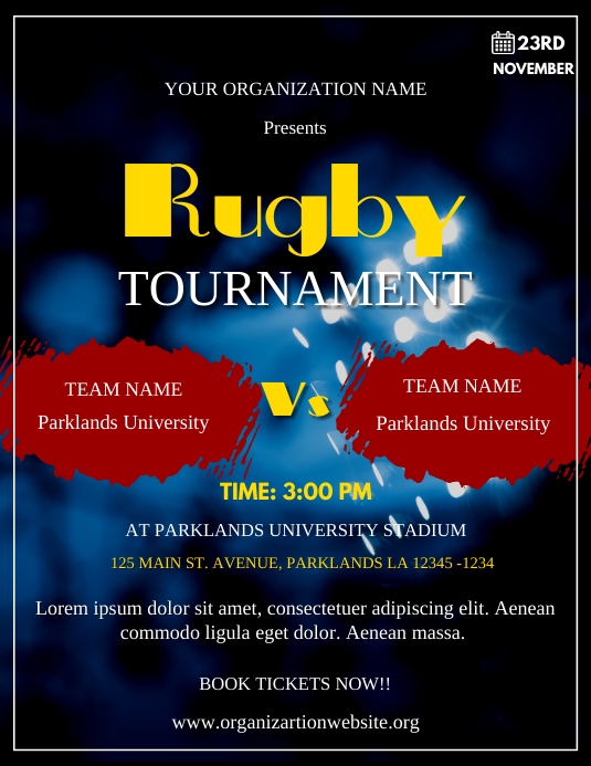 Local Rugby Fixture Poster Rugby tournament poster Template | PosterMyWall