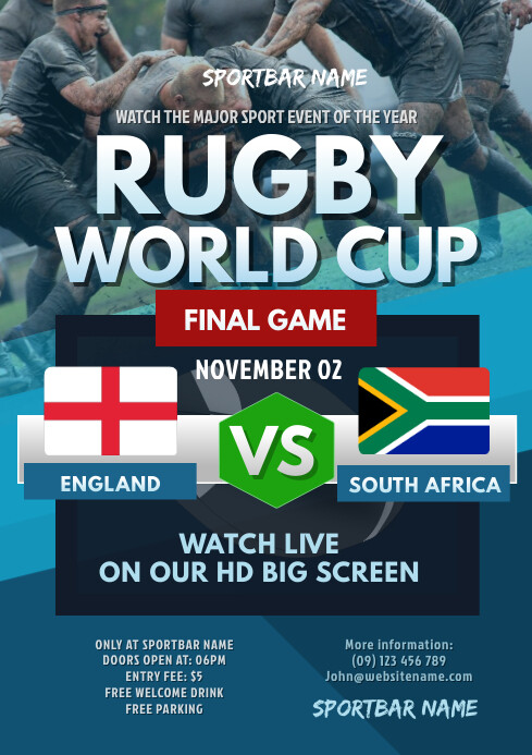 Rugby World Cup Flyer Template | PosterMyWall