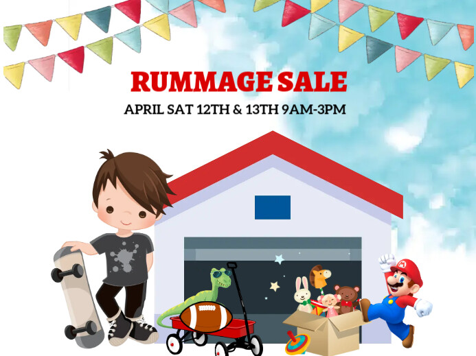 Welcome Rummage Sale Sign Plantilla de De Letrero de Venta de Artículos Usados | PosterMyWall