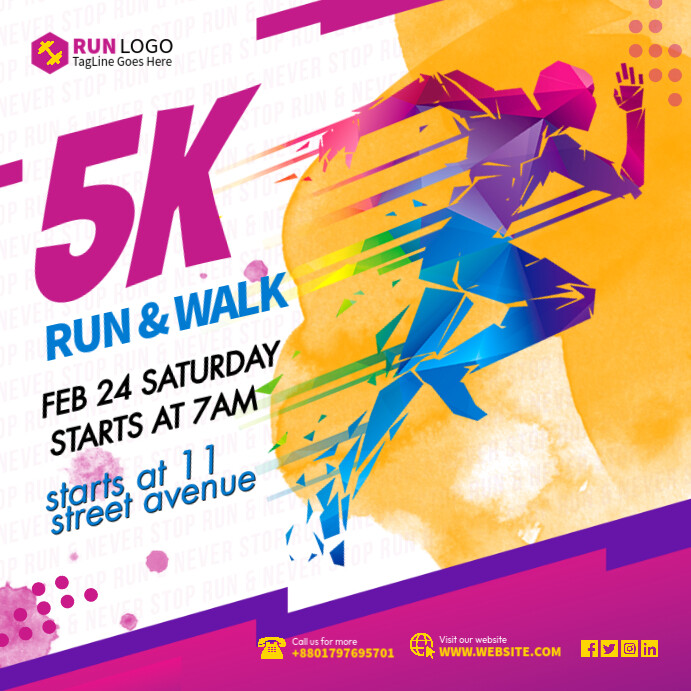 Run & Walk Event Ad Template Instagram-Beitrag