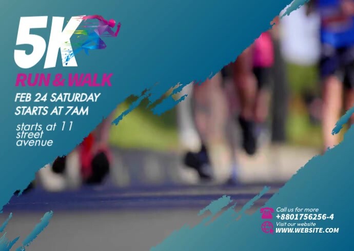 Run & Walk Event Ad Template Postcard
