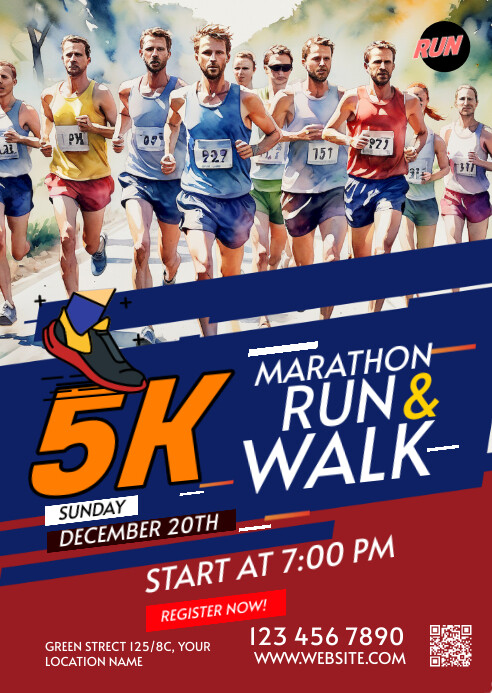 Run & Walk Event A6 template