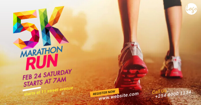 Run & Walk Event Gedeelde afbeelding op Facebook template