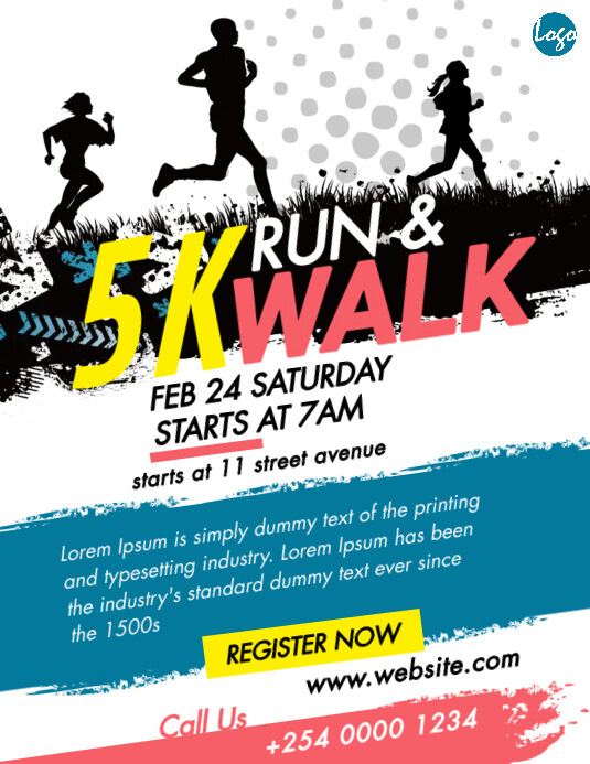 Run & Walk Event Flyer Volantino (US Letter) template
