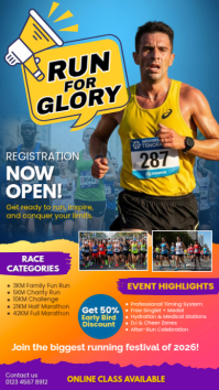 Run for Glory Marathon Poster Instagram Story template
