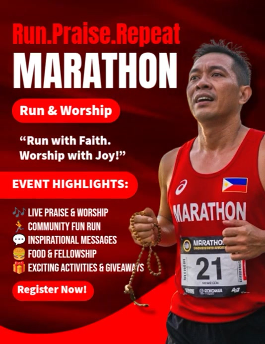 Copia de Run.Praise.Repeat Marathon Flyer | PosterMyWall