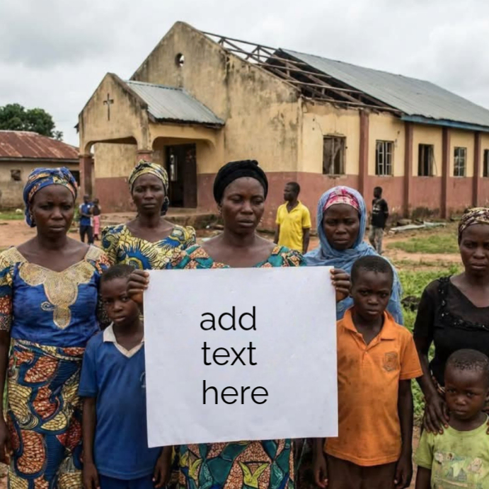 Rural-African-Community-Holding-Blank-Sign-In-Front-Old-Church Template ...