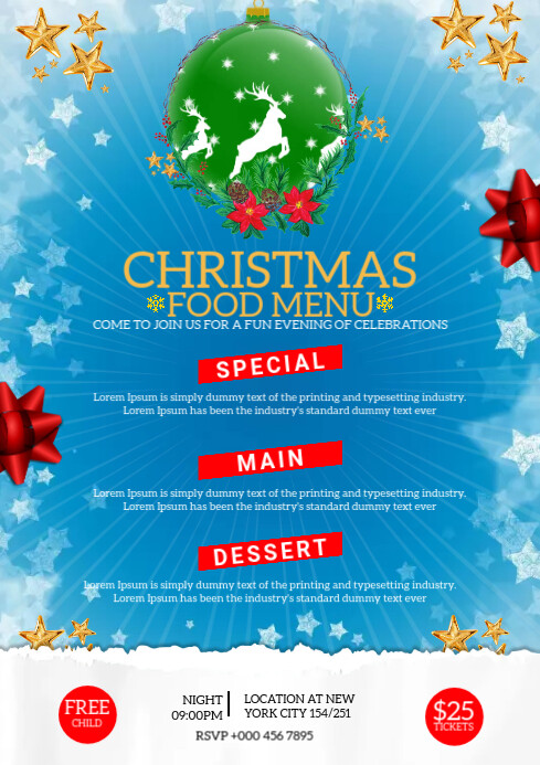 Rustic Christmas Menu Templates A4