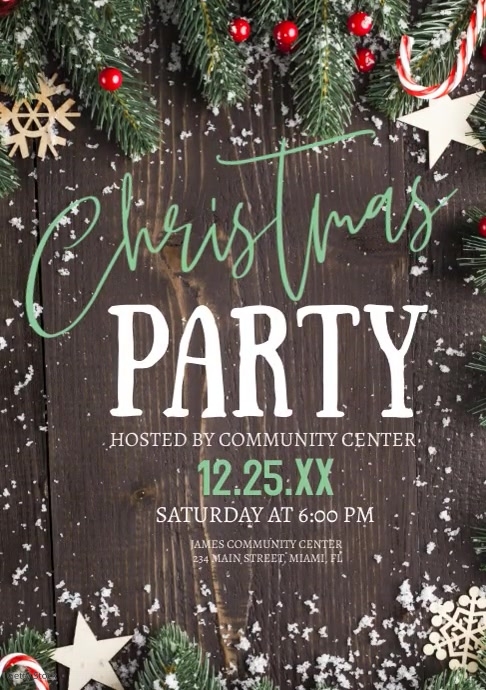 Rustic Event Flyer Rustic Christmas Party Border Event Flyer Template | PosterMyWall