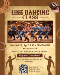 Rustic Country Western Line Dancing Class Flyer Instagram Portrait template