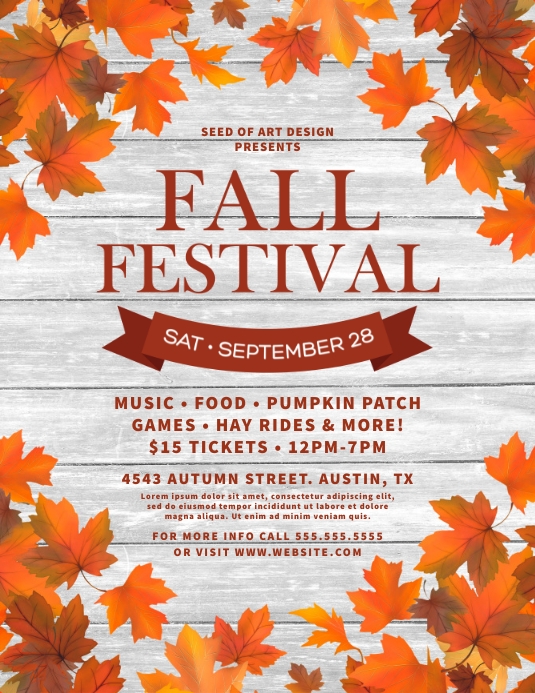 Rustic Fall Festival Leaves Event Flyers | PosterMyWall