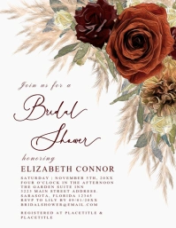 Rustic Floral Bridal Shower Invitation ใบปลิว (US Letter) template