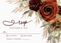 Rustic Floral Wedding RSVP PostCard template