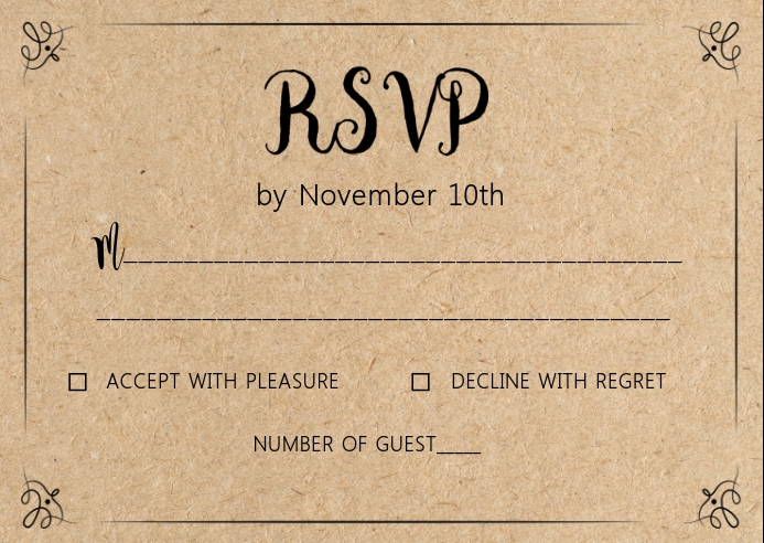 rustic kraft wedding rsvp card template postermywall rustic kraft wedding rsvp