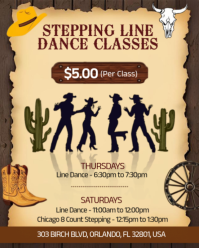 Rustic Line Dance & Stepping Classes Flyer Template - $5 Fun Sessions Instagram Portrait