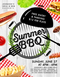 Rustic Summer BBQ Grill Food Event Flyer Pamflet (Letter AS) template