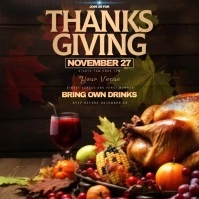 Rustic Thanksgiving Dinner Invitation Cuadrado (1:1) template