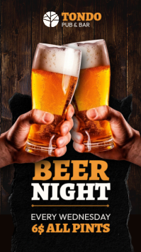Rustic Wood Beer Night Story - Cheers & Pints Pub Promotion Instagram Story advertising Instagram-verhaal template