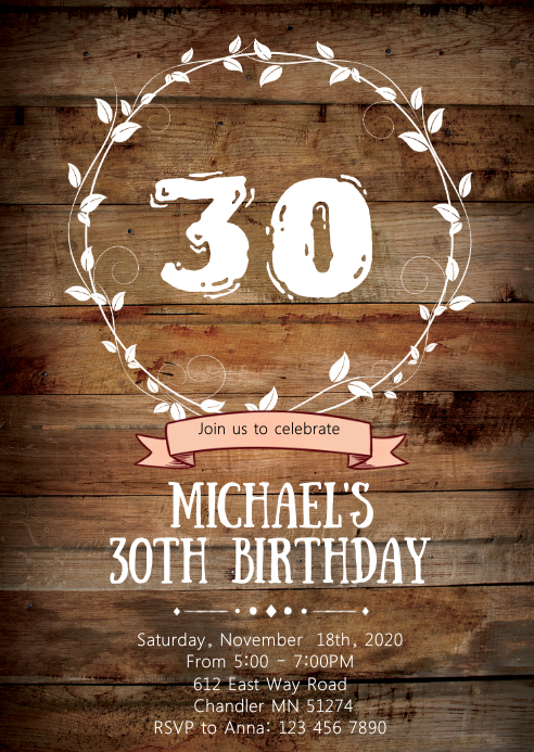 Rustic wood birthday party invitation Template | PosterMyWall