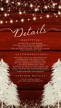 Rustic Wood String Light Wedding Details Card template