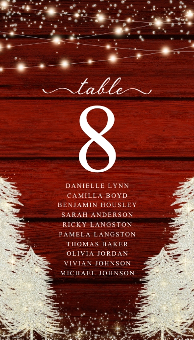 Number Card Stringing Rustic Wood String Lights Table Number Card | PosterMyWall