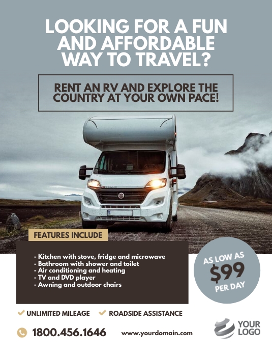 RV Rental Flyer Ad Template | PosterMyWall