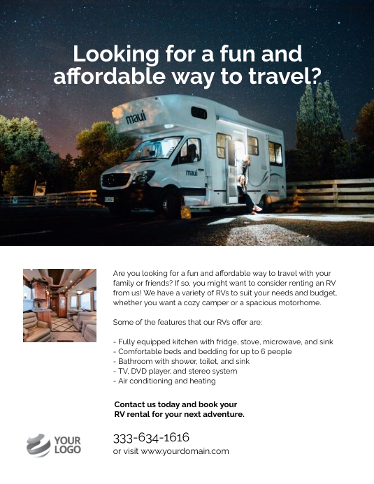 RV Rental Flyer Ad Template | PosterMyWall
