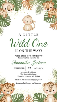 Safari Animals Baby Shower Invitation Instagram Story template