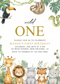 Safari birthday invitation A6 template