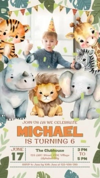 Safari Birthday Invitation Historia de Instagram template