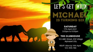 สีดำ Jungle Safari Birthday Party Facebook-covervideo Template