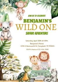 Safari Birthday Invitation Template A6