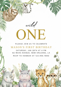 Safari invitation birthday A4 template
